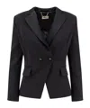Elisabetta Franchi Double-breasted Blazer With Covered Buttons In Black