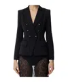 Elisabetta Franchi Double-breasted Jacket With Belted Waist In Black
