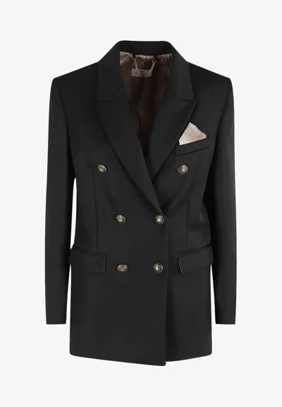 Elisabetta Franchi Double-breasted Blazer In Black