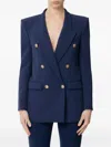 Elisabetta Franchi Stretch Crepe Double Breasted Suit Jacket In Blau
