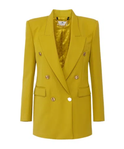 Elisabetta Franchi Double-breasted Blazer In Yellow