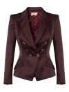 Elisabetta Franchi Duchess Satin Jacket With Jewel Buttons In Brown