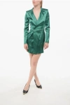 Elisabetta Franchi Double-breasted Blazer Dress With Peak Lapel In Green