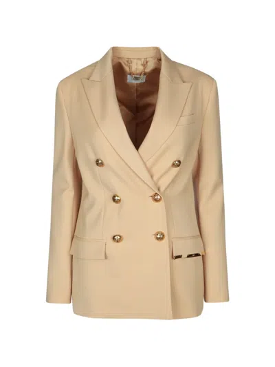 Elisabetta Franchi Double-breasted Tailored Blazer For Women In Neutral