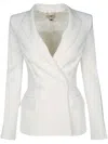 Elisabetta Franchi Tailored Jacket With Notched Lapels And Button Detailing In Neutrals