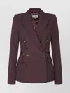 Elisabetta Franchi Double-breasted Blazer Waist Belt Detail In Red