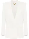 Elisabetta Franchi Linen Blend Double-breasted Jacket In White