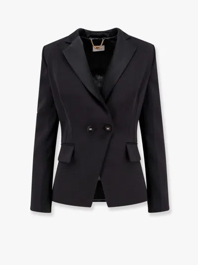 Elisabetta Franchi Double-breasted Blazer With Covered Buttons In Black