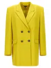 Elisabetta Franchi Double-breasted Jacket With Peak Lapers In Yellow
