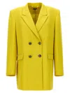 Elisabetta Franchi Logo Button Double-breasted Blazer In Yellow