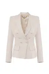 Elisabetta Franchi Double-breasted Blazer With Structured Shoulders In White
