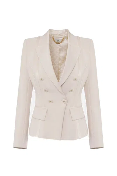 ELISABETTA FRANCHI ELISABETTA FRANCHI DOUBLE-BREASTED BLAZER WITH STRUCTURED SHOULDERS