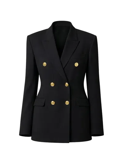 Elisabetta Franchi Double-breasted Button Blazer In Black