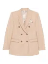 Elisabetta Franchi Double-breasted Buttoned Blazer In Neutral