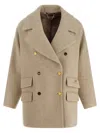 Elisabetta Franchi Double-breasted Coat Coats And Trench Coats White In Brown