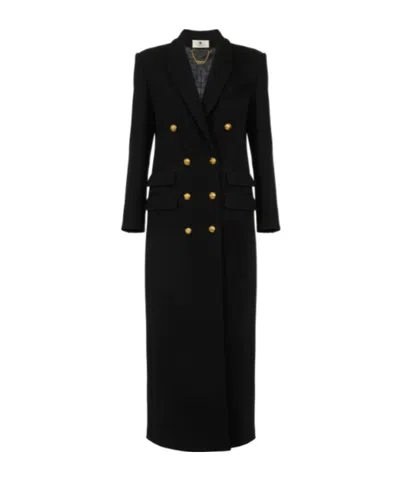 Elisabetta Franchi Double-breasted Coat In Black