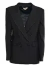Elisabetta Franchi Double-breasted Gabardine Jacket In Black