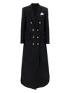 Elisabetta Franchi Long Double-breasted Coat With Gold Buttons In Black