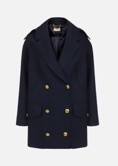 Elisabetta Franchi Double-breasted Patch-pocket Coat In Blue