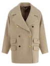 Elisabetta Franchi Double-breasted Coat Coats And Trench Coats White In Brown