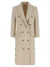Elisabetta Franchi Double-breasted Coat Coats And Trench Coats White In Gold