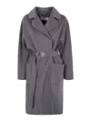 Elisabetta Franchi Double Breasted Coat In Grey