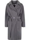 Elisabetta Franchi Double Breasted Coat In Stahl