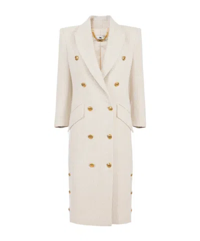 Elisabetta Franchi Double-breasted Coat In Neutral