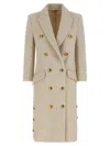 Elisabetta Franchi Double-breasted Coat Coats And Trench Coats White In Brown