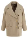 Elisabetta Franchi Double-breasted Coat Coats And Trench Coats White In Brown