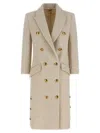 Elisabetta Franchi Double-breasted Coat Coats And Trench Coats White In Brown