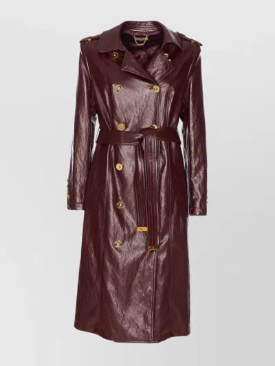 ELISABETTA FRANCHI DOUBLE-BREASTED COAT WITH EPAULETTES AND POCKETS