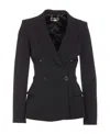 Elisabetta Franchi Double-breasted Crepe Blazer In Black
