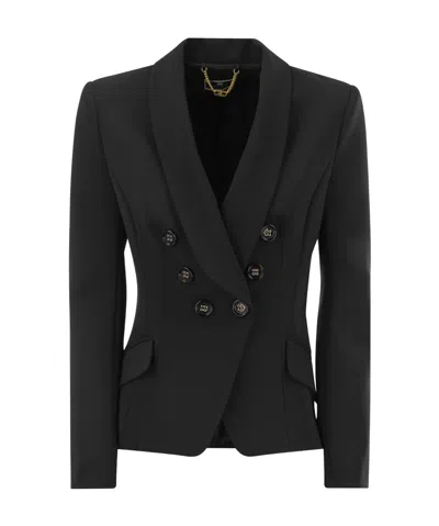 ELISABETTA FRANCHI DOUBLE-BREASTED CREPE BLAZER