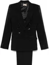 Elisabetta Franchi Tailleur Doppiopetto In Crêpe Con Bande In Raso In Black