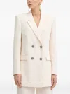 Elisabetta Franchi Double-breasted Crepe Blazer In Neutral