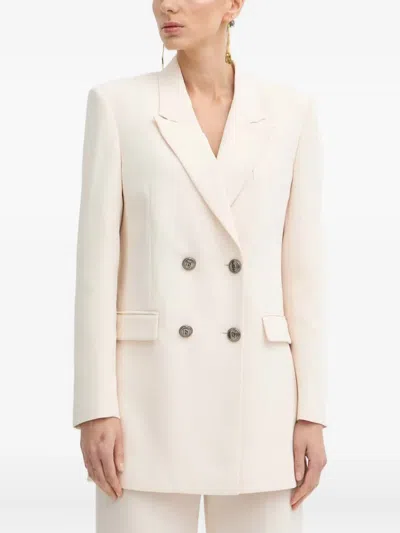 Elisabetta Franchi Double-breasted Crepe Blazer In Neutral