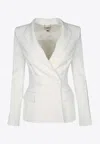 Elisabetta Franchi Tailored Double-breasted Jacket With American Rear Vent In White
