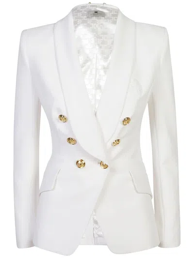 Elisabetta Franchi Peak-lapel Double-breasted Jacket In White