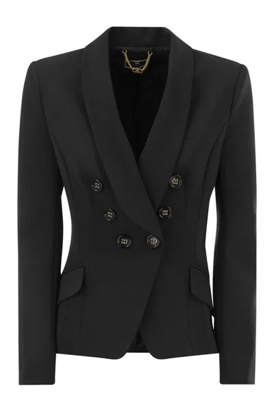 Elisabetta Franchi Women's Double-breasted Crepe Jacket With Shawl Lapels In Black