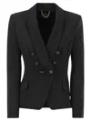 ELISABETTA FRANCHI DOUBLE-BREASTED CREPE JACKET WITH SHAWL LAPELS