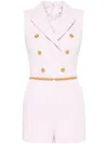 Elisabetta Franchi Jumpsuit With Shoulder Pads And Leather Belt In Pink