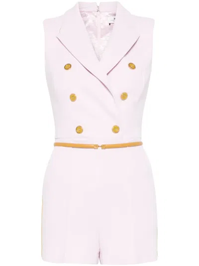 Elisabetta Franchi Double-breasted Crepe Playsuit In Pink
