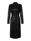 Elisabetta Franchi Crocodile Pattern Long Sleeve Trench Jacket In Black