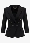 Elisabetta Franchi Fitted Blazer With Logoed Buttons In Black