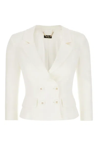Elisabetta Franchi Double Breasted Cropped Jacket In Pattern