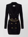 Elisabetta Franchi Double-breasted Dress Featuring Chain Belt In Gold