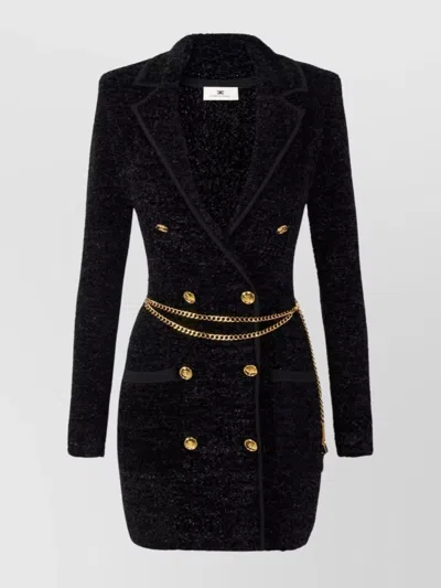 Elisabetta Franchi Double-breasted Dress Featuring Chain Belt In Gold