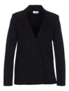Elisabetta Franchi Double-breasted Knit Jacket With Embroidery Clothing In Black