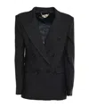 Elisabetta Franchi Double-breasted Gabardine Jacket In Black